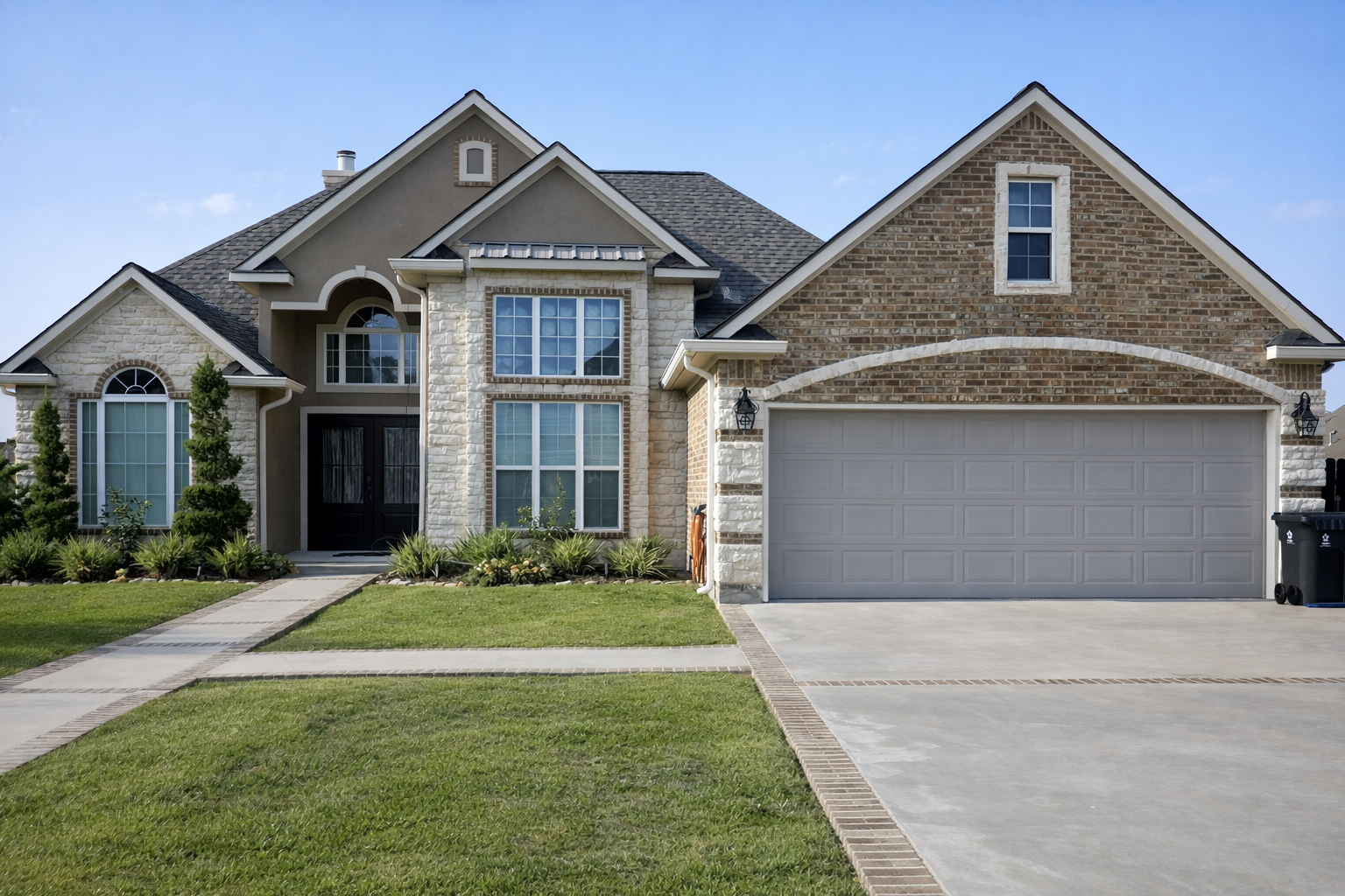 Two-story stone and brick estate